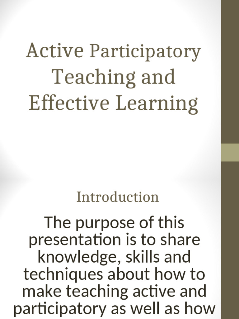 Active Teaching for Effective Learning | PDF | Teaching Method | Learning