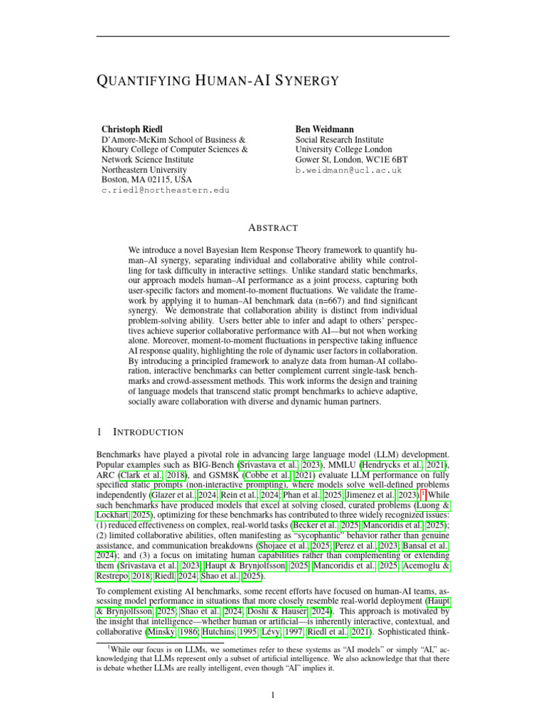 Human-AI Synergy Quantification Framework | PDF | Artificial ...