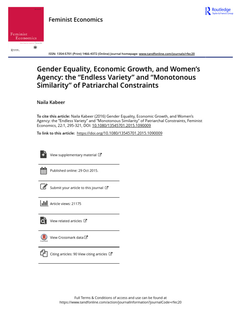 Gender Equality and Economic Growth Insights | PDF | Employment | Economics