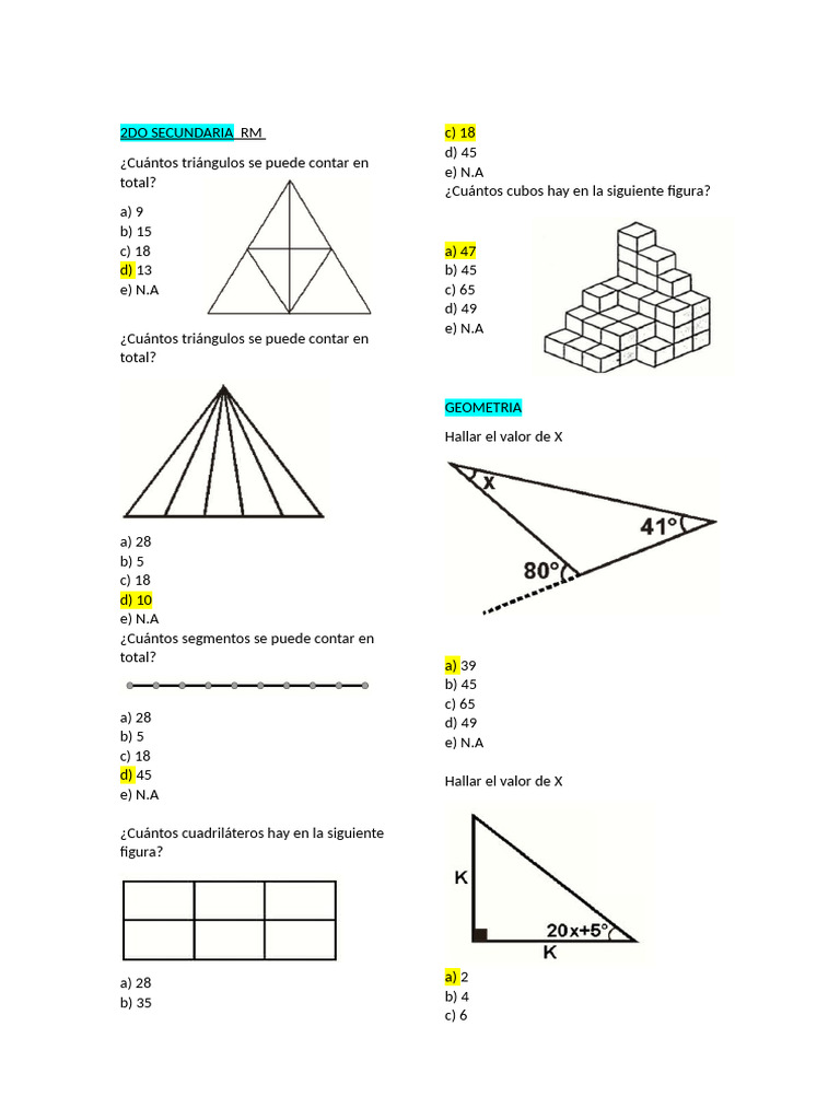 Ejercicios de Geometría para Secundaria | PDF | Triángulo | Matemáticas