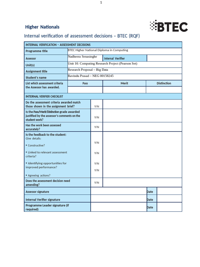BTEC Computing Research Project Proposal | PDF | Methodology | Big Data
