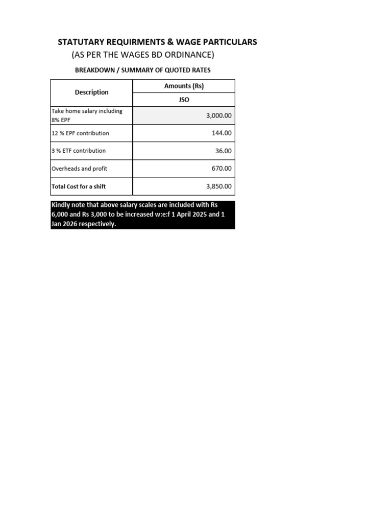Salary Breakdown and Cost Summary | PDF