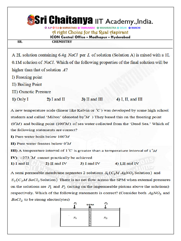 Chemistry Solutions Assignment Key | PDF | Chess Theory | Chess