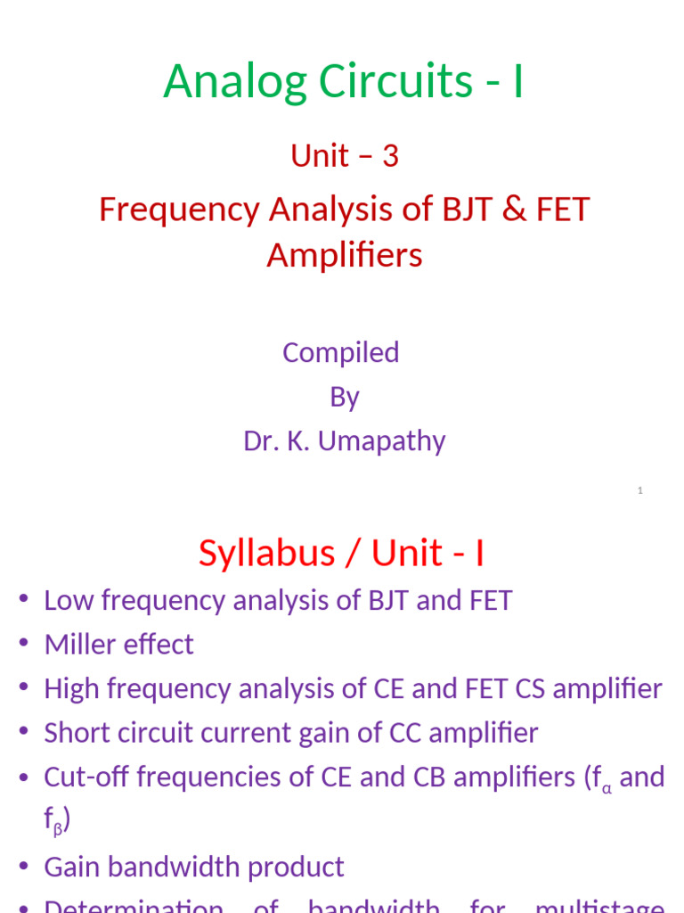 Frequency Analysis of BJT & FET Amplifiers | PDF | Amplifier | Bipolar ...