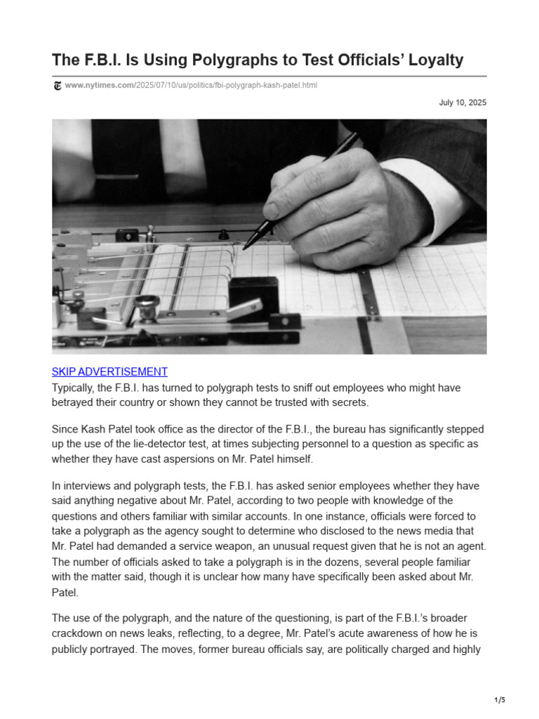 FBI's Loyalty Tests Under Kash Patel | PDF | Federal Bureau Of ...
