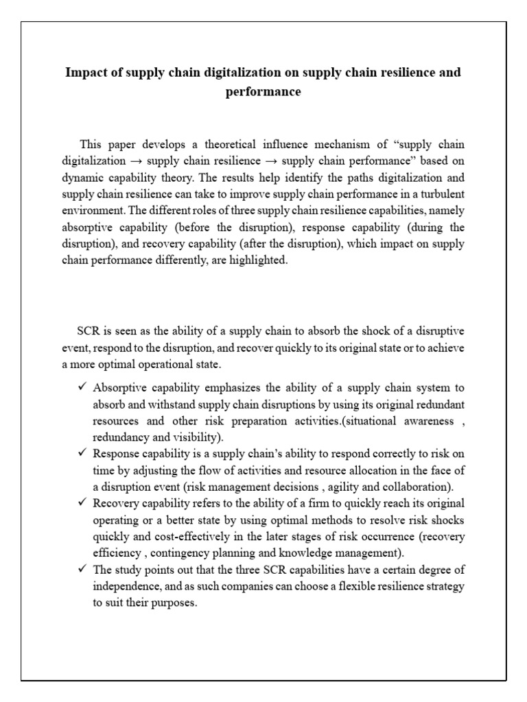 Digitalization's Impact on Supply Chain Resilience | PDF | Supply Chain ...