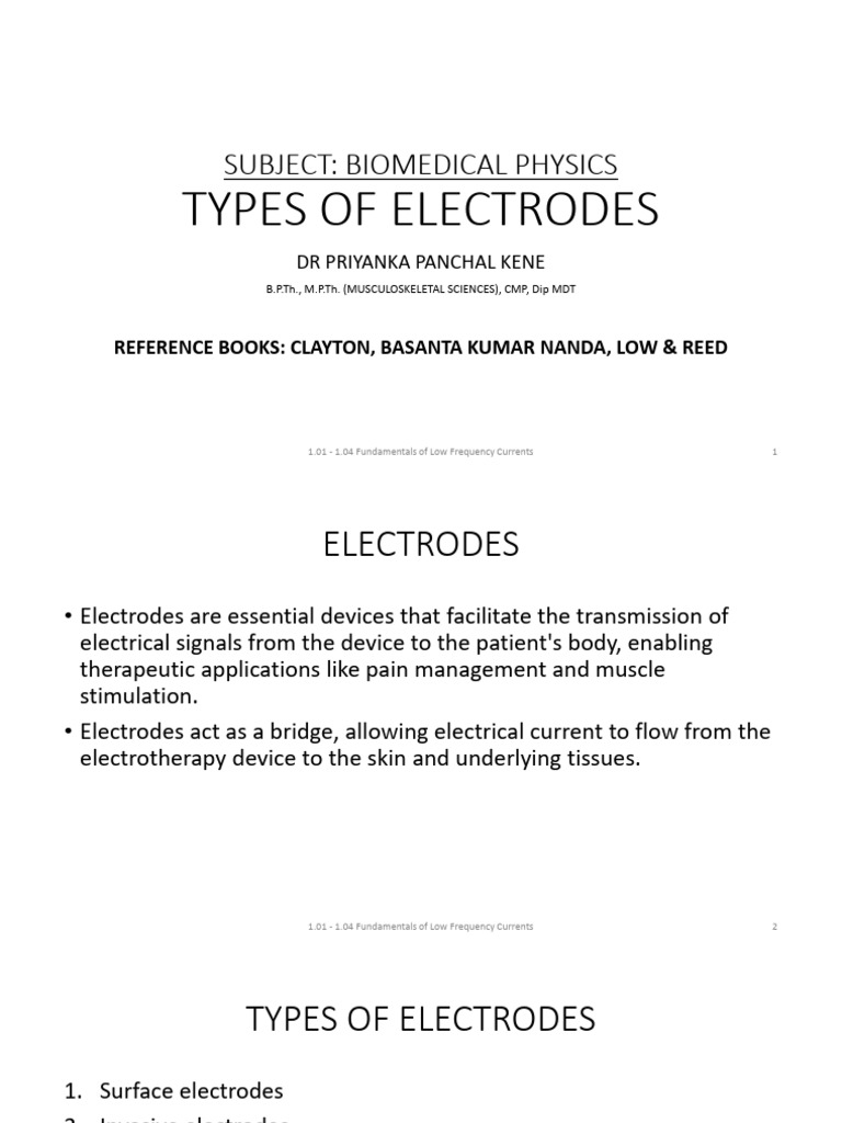 Types of Electrodes in Biomedical Physics | PDF | Electric Current ...