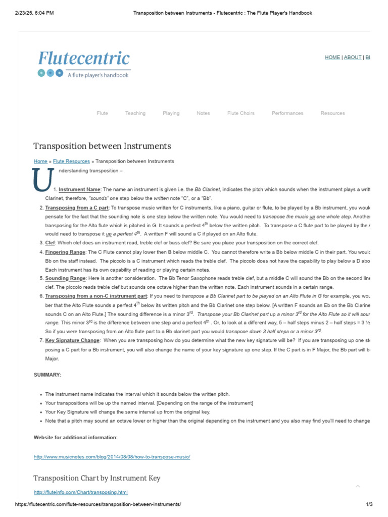 Transposing Music for Different Instruments | PDF | Clef | Musicology