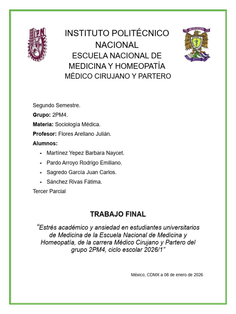 Estrés y ansiedad en estudiantes de Medicina | PDF | Ansiedad | Estrés ...