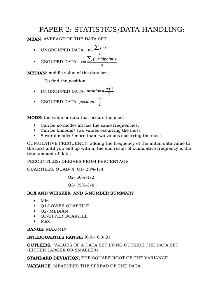 Data Handling: Mean, Median, Mode, IQR | PDF | Quartile | Descriptive ...
