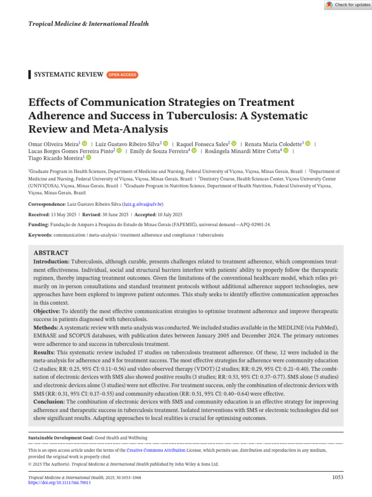 Communication Strategies for TB Adherence | PDF | Tuberculosis | Therapy