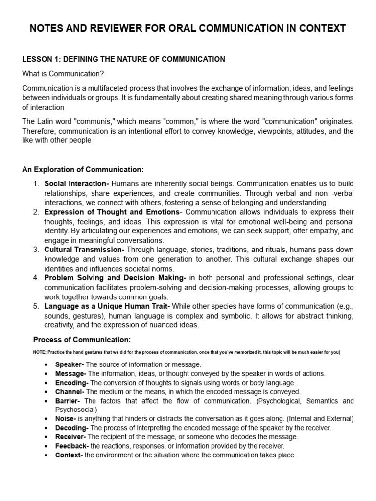 Understanding Oral Communication Basics | PDF | Communication ...