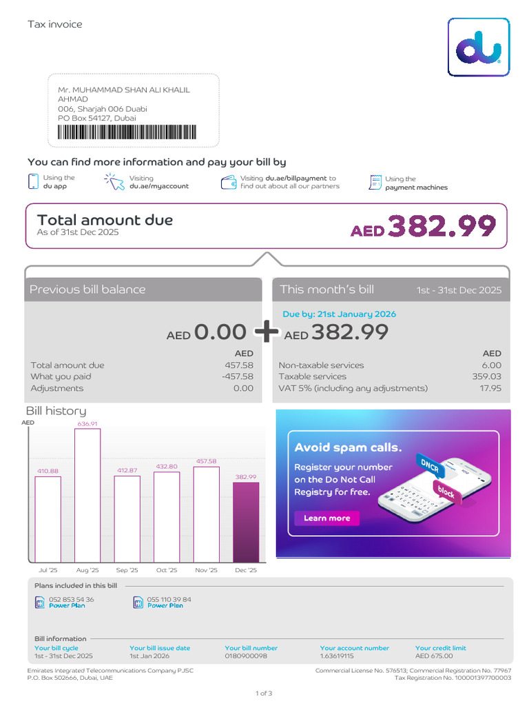 DU | PDF | Payments | Taxes