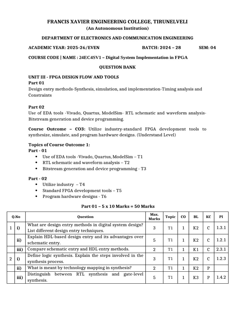 Unit 3 - Fpga Design Flow and Tools | PDF | Field Programmable Gate ...