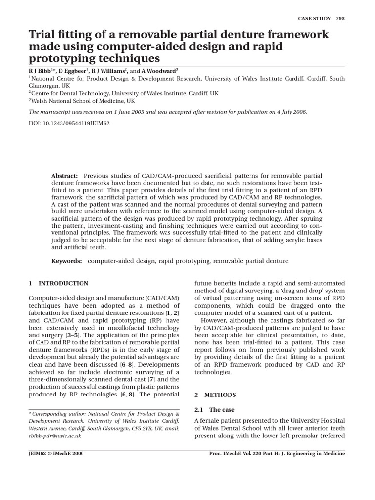CAD/RP in Removable Denture Fitting | PDF | Dentures | Dentistry