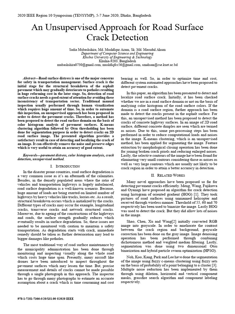 Unsupervised Road Crack Detection Method | PDF | Image Segmentation ...