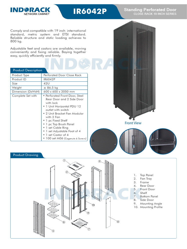 42U Perforated Door Rack IR6042P | PDF | Door