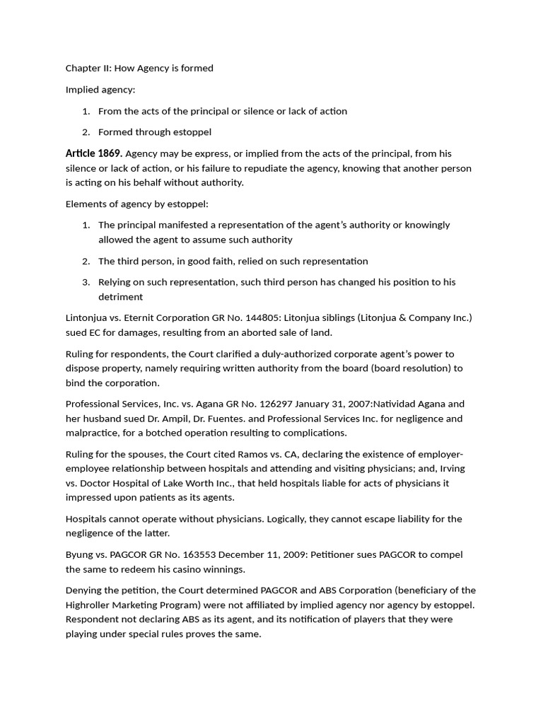 Understanding Implied Agency Formation | PDF | Law Of Agency | Legal ...
