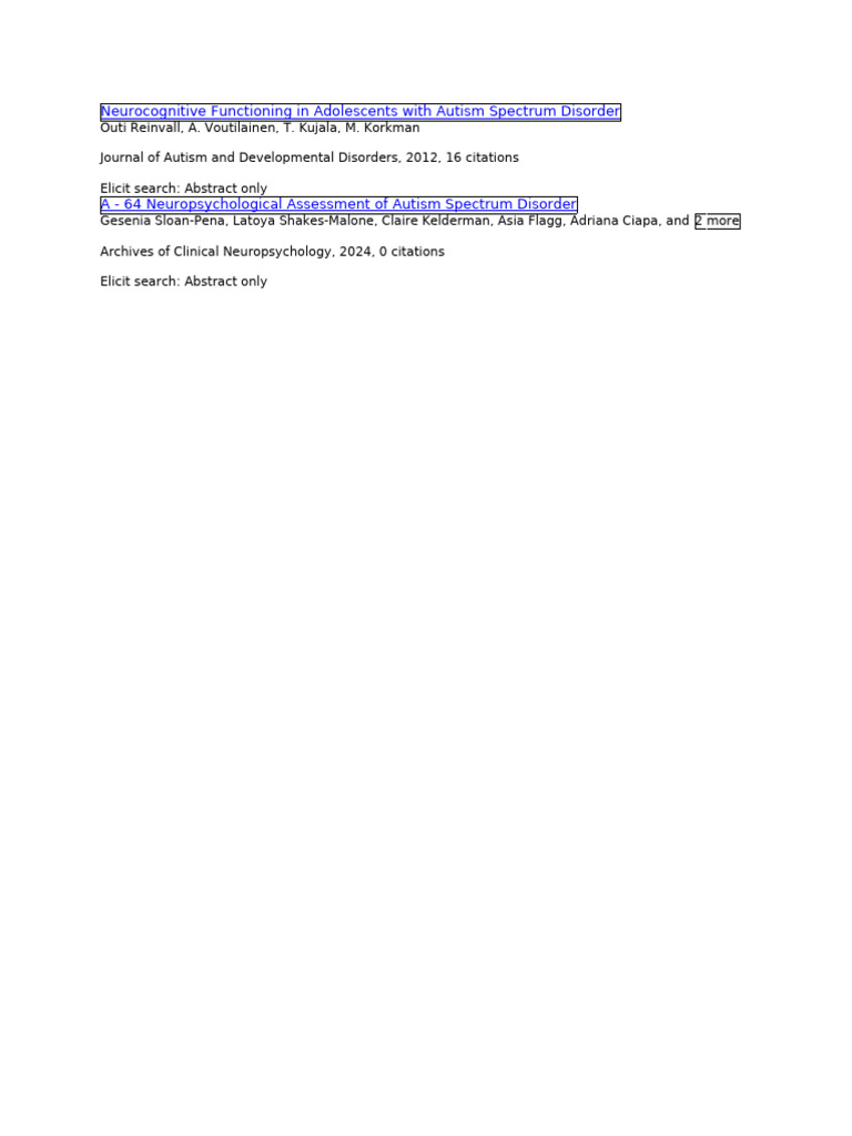 Neurocognitive Functioning in Adolescents With Autism Spectrum Disorder ...