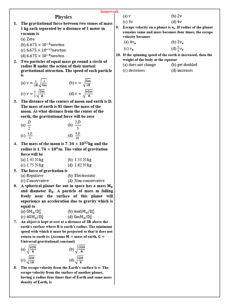 homework 10-01-26 | PDF | Mass | Force