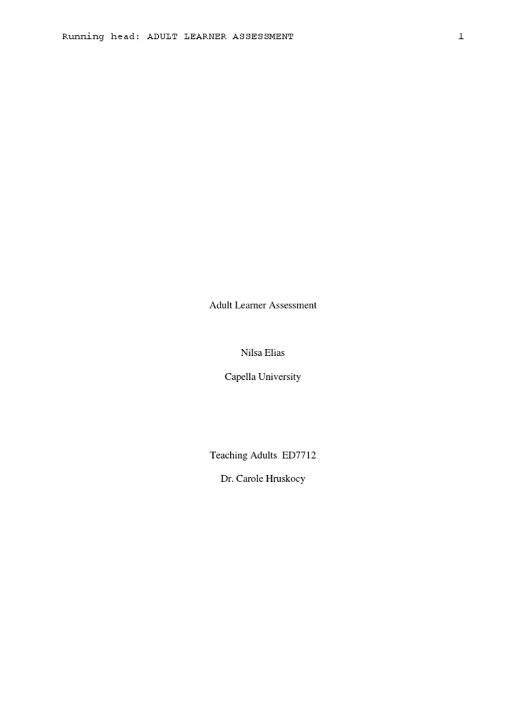 Adult Learner Assessment Overview | PDF