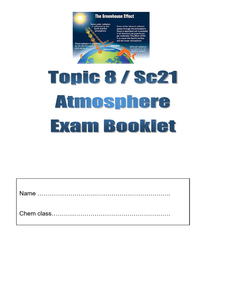 Topic 8 Sc21 Earth and Atmosphere Exam SJA | PDF | Atmosphere Of Earth ...