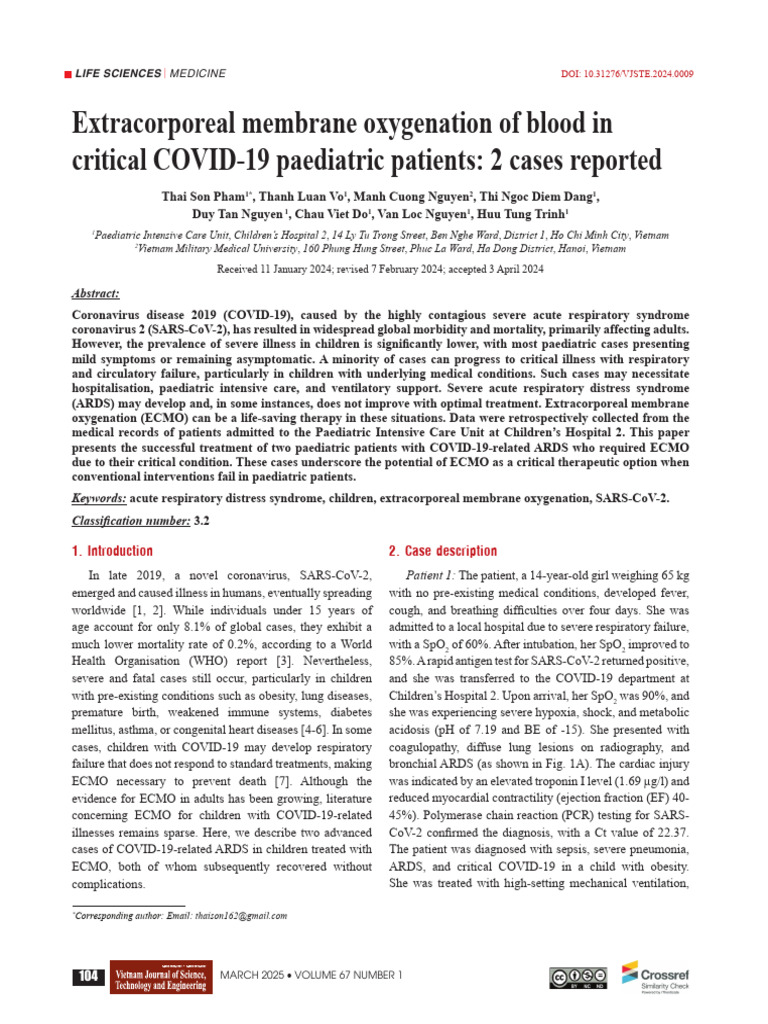 Extracorporeal membrane oxygenation of blood in critical COVID-19 ...