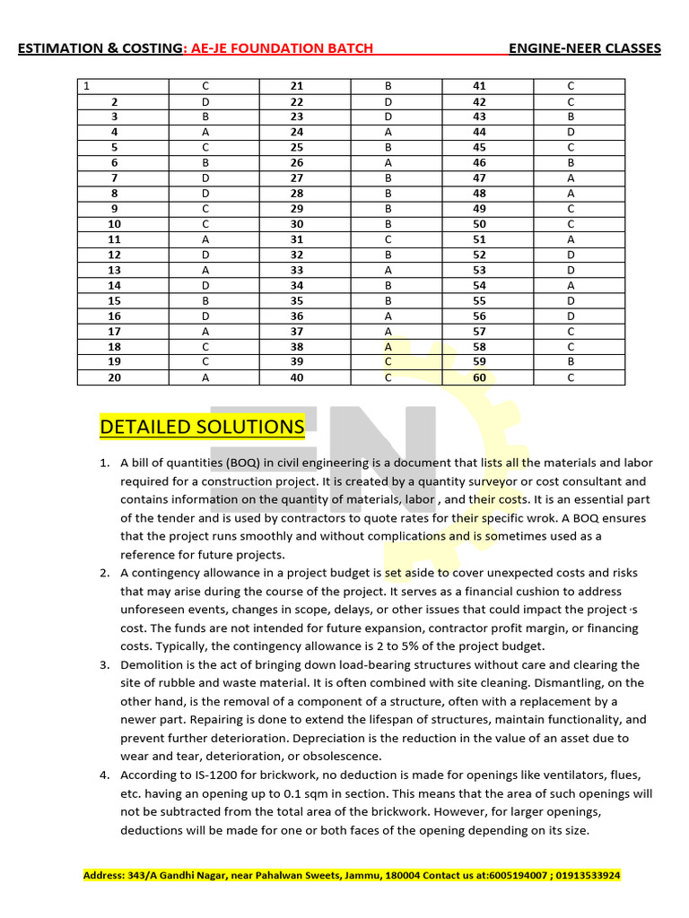 Estimation & Costing Guide for Engineers | PDF | Depreciation | Concrete