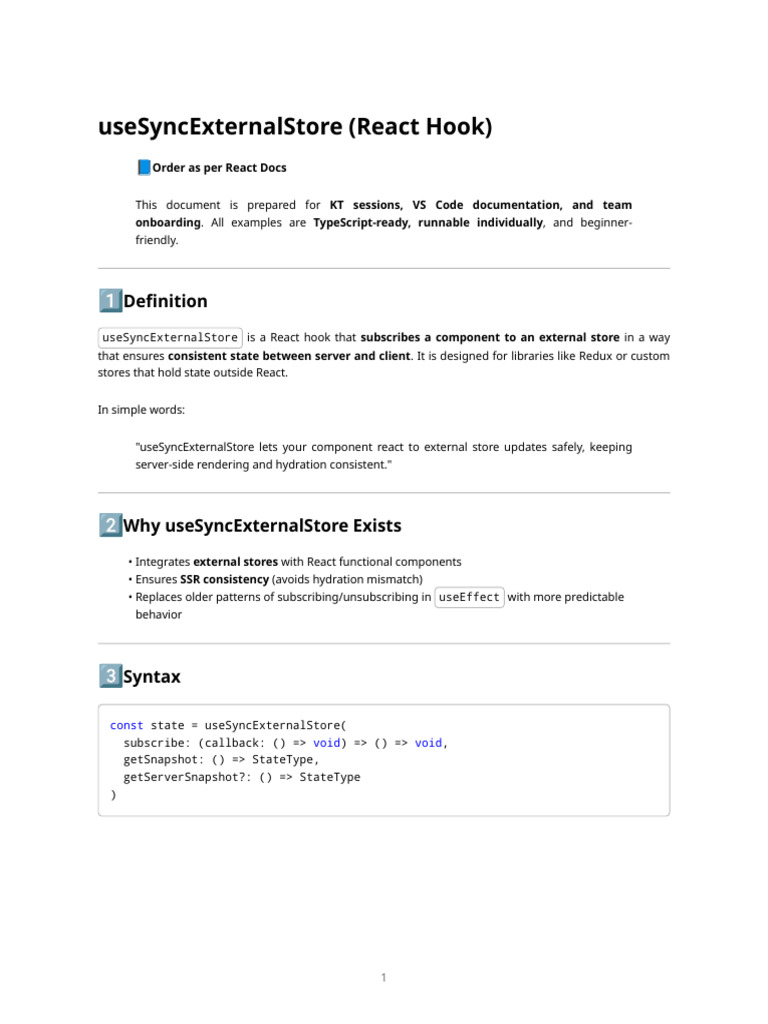 React Built-In Hooks – Use Sync External Store | PDF | Systems ...