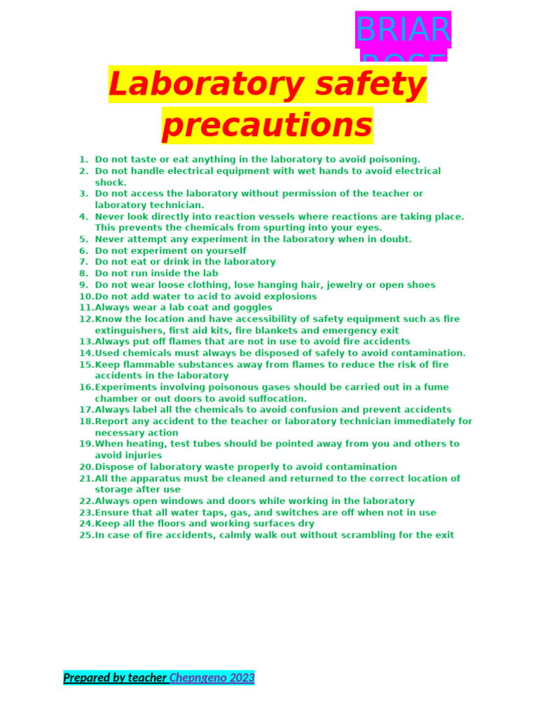 Essential Laboratory Safety Guidelines | PDF