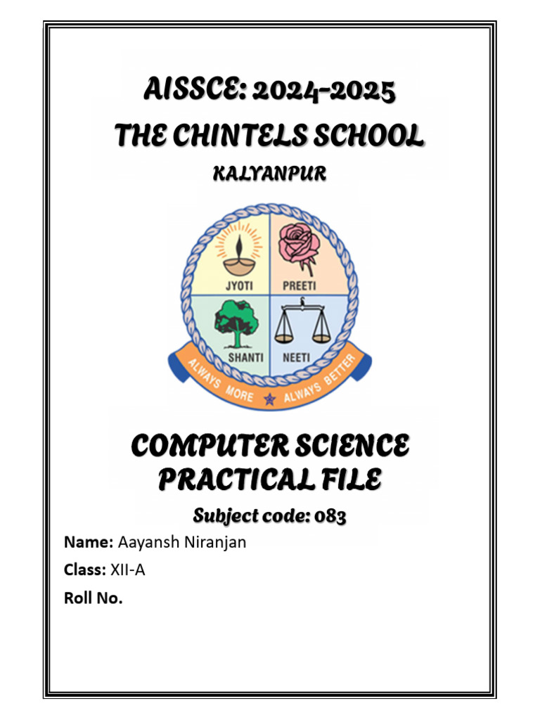Computer Science Practical File XII-A | PDF | Databases | My Sql