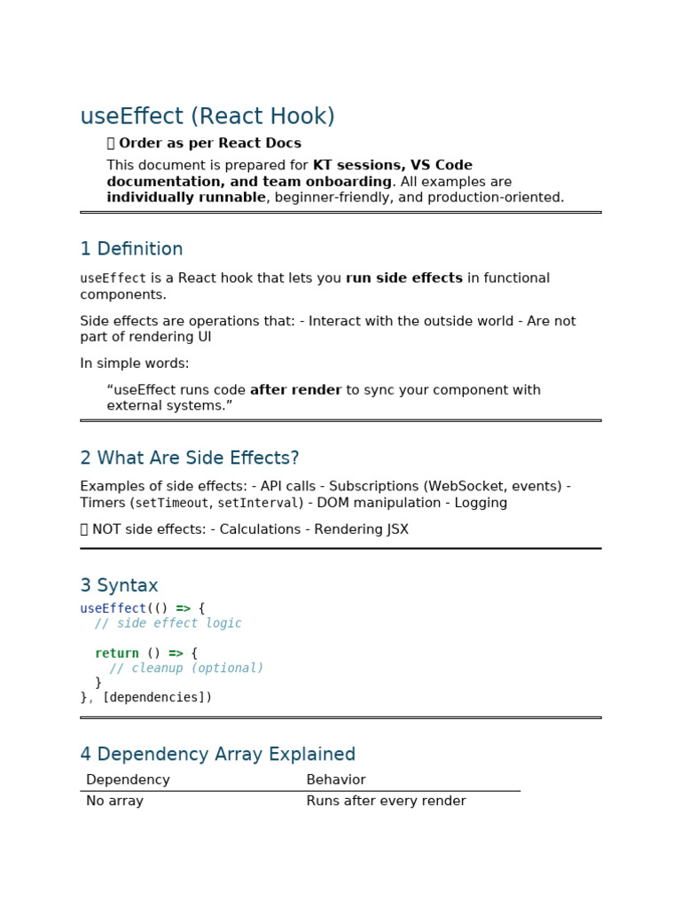 React Built-in Hooks – Use Effect | PDF | Computer Science | Software ...