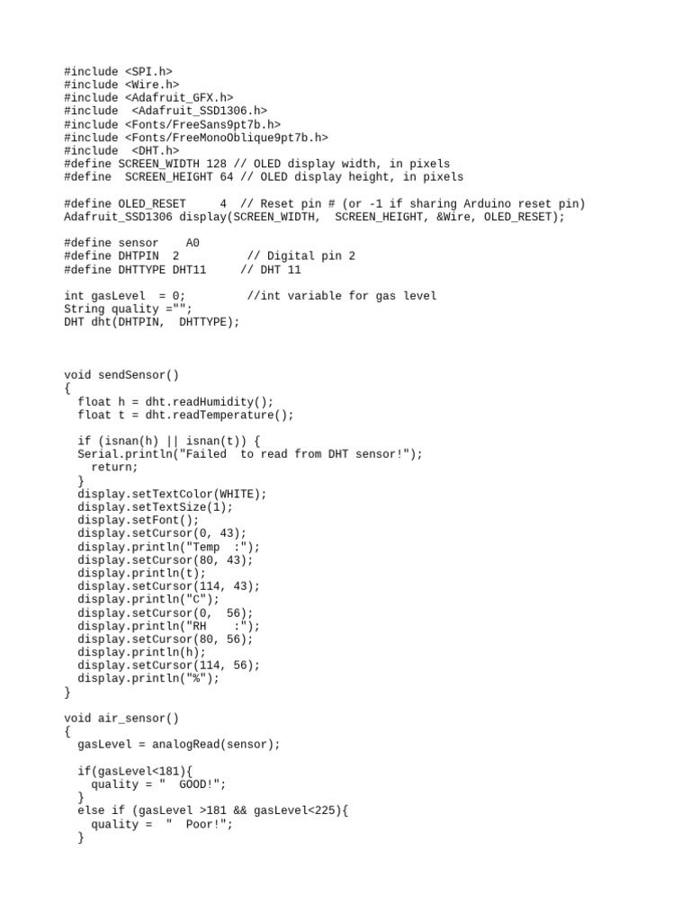 Arduino Air Quality Monitor Code | PDF | Computer Engineering ...