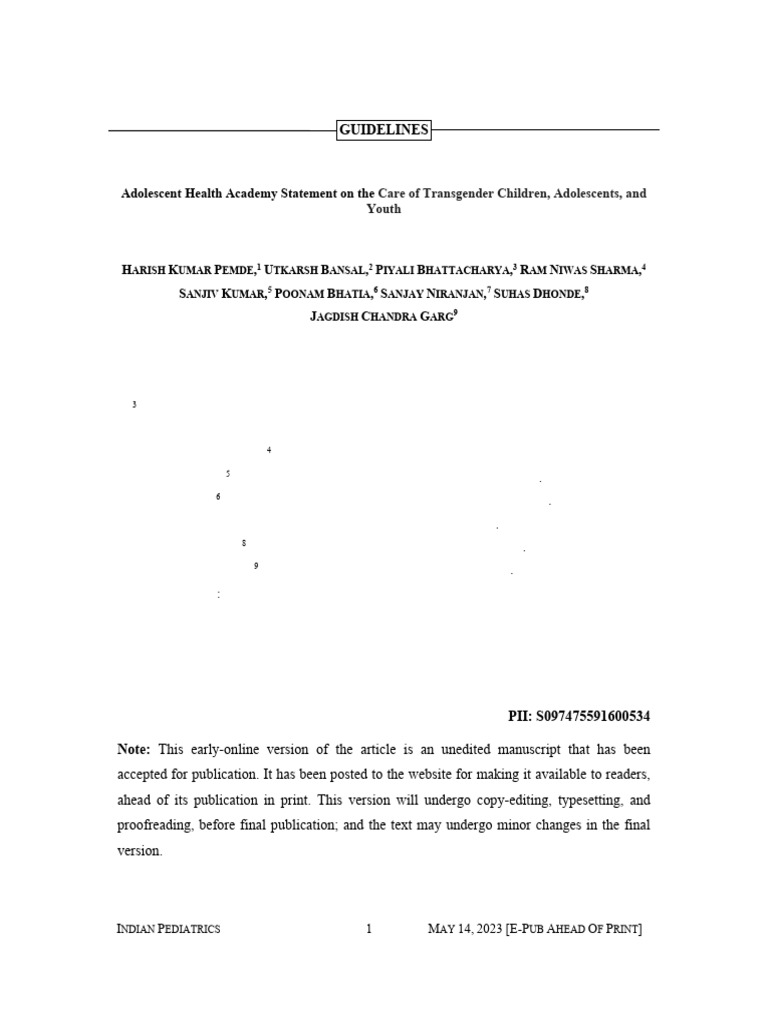 GUIDELINES For Transgender | PDF | Transgender | LGBTQIA+ Studies
