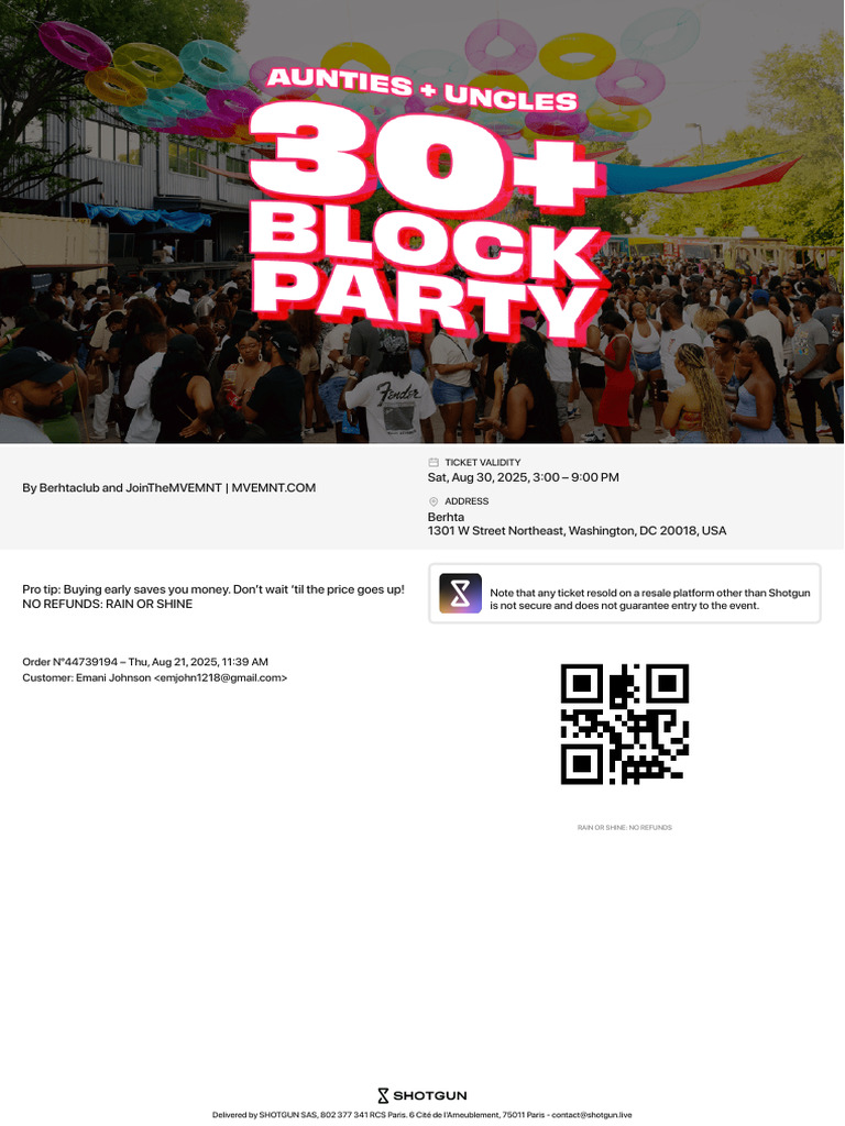 30+ Block Party Ticket Details | PDF