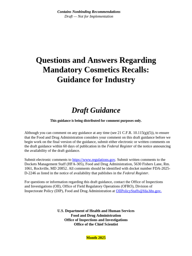 20250112 fda_cosmetics_recalls_dg_8-26-25_002_1 | PDF | Food And Drug ...