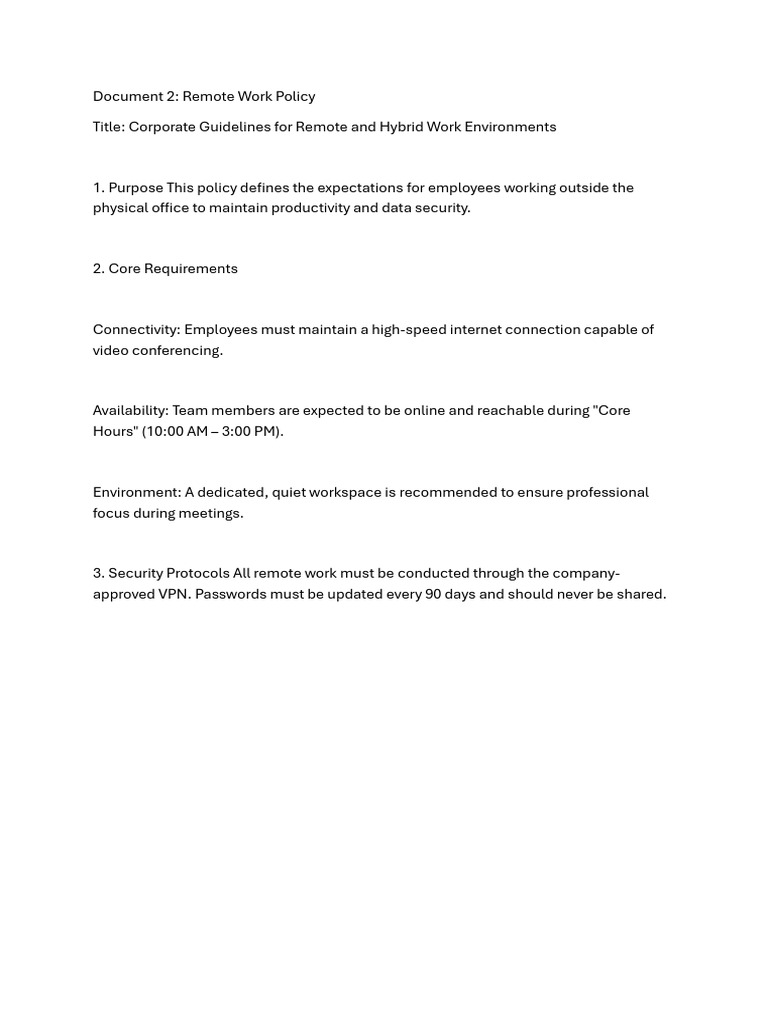 Remote Work Policy Guidelines | PDF