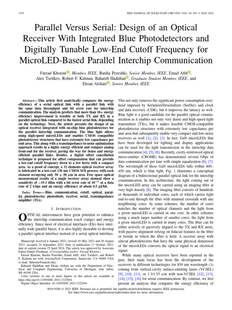 Energy-Efficient Parallel Optical Receiver Design | PDF | Fiber Optic ...