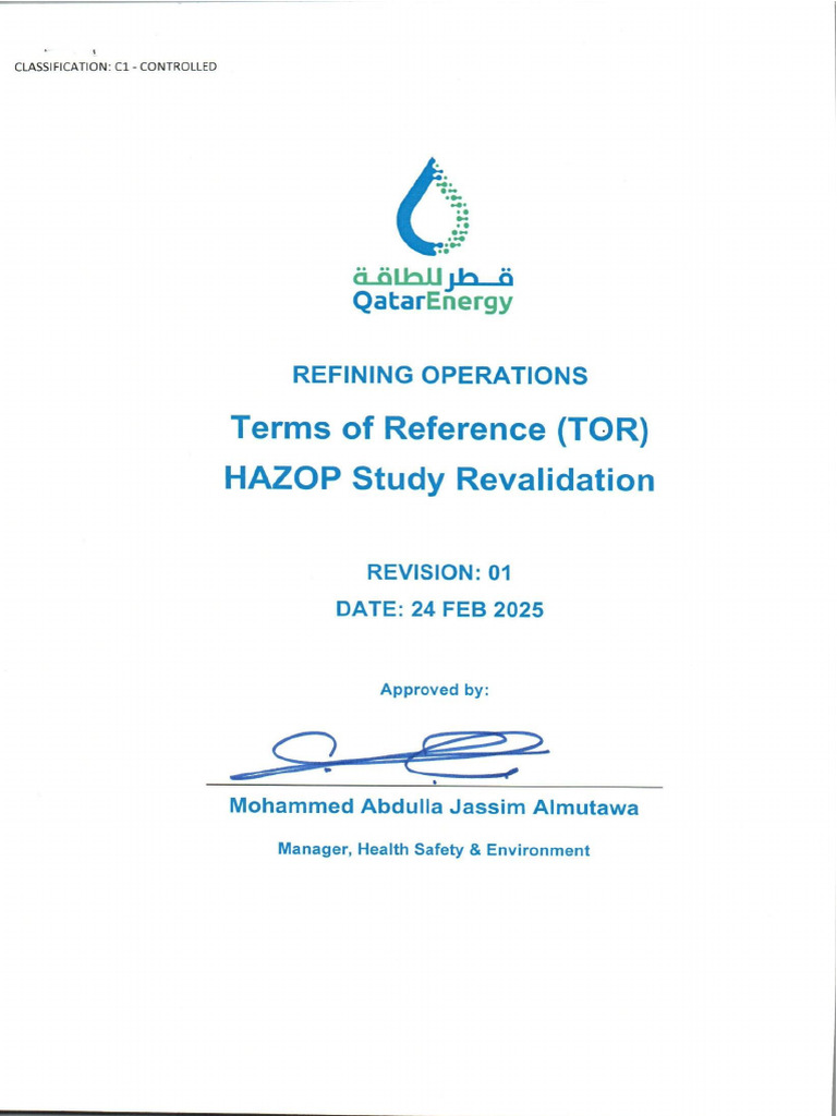 Hazop Study Revalidation (TOR) Rev.1 Dated. 24 FEB 2025 | PDF