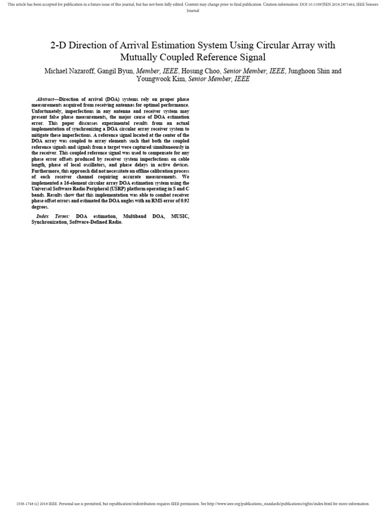 2D DOA Estimation with Circular Array | PDF | Antenna (Radio) | Matrix ...