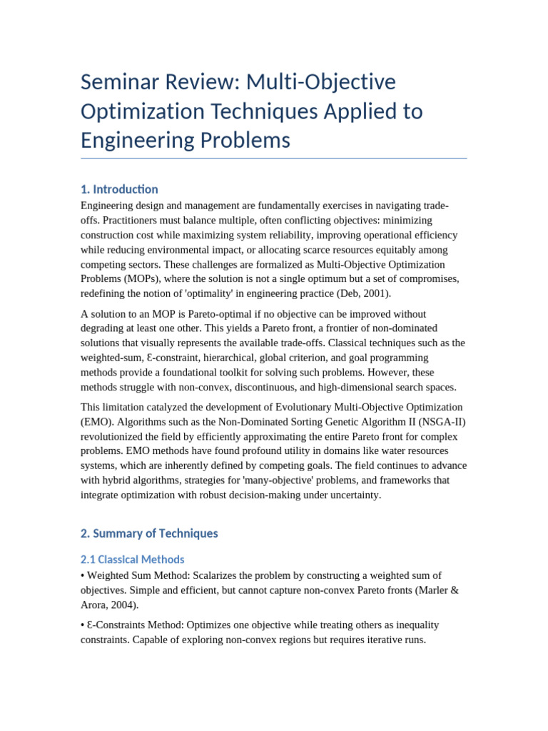 Multi Objective Optimization Review | PDF | Mathematical Optimization ...