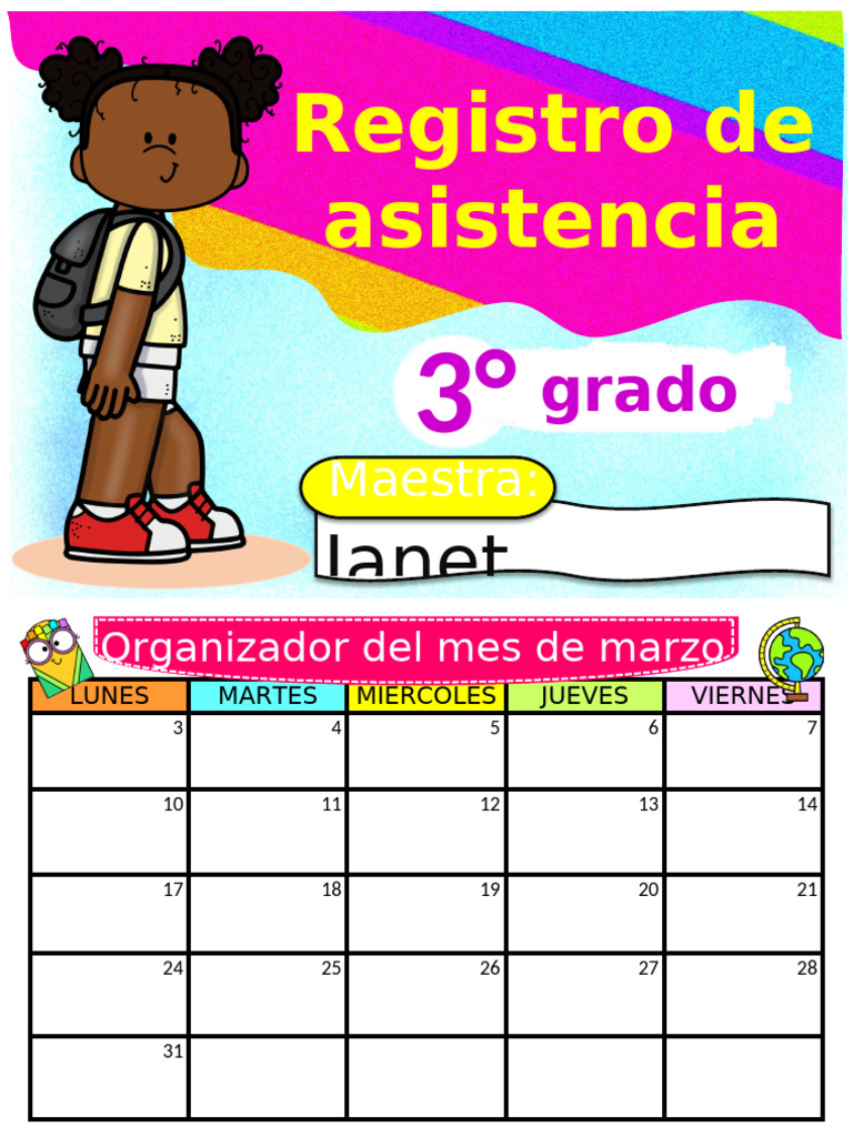 Registro de Asistencia para 3° Grado Maestra Janet | PDF