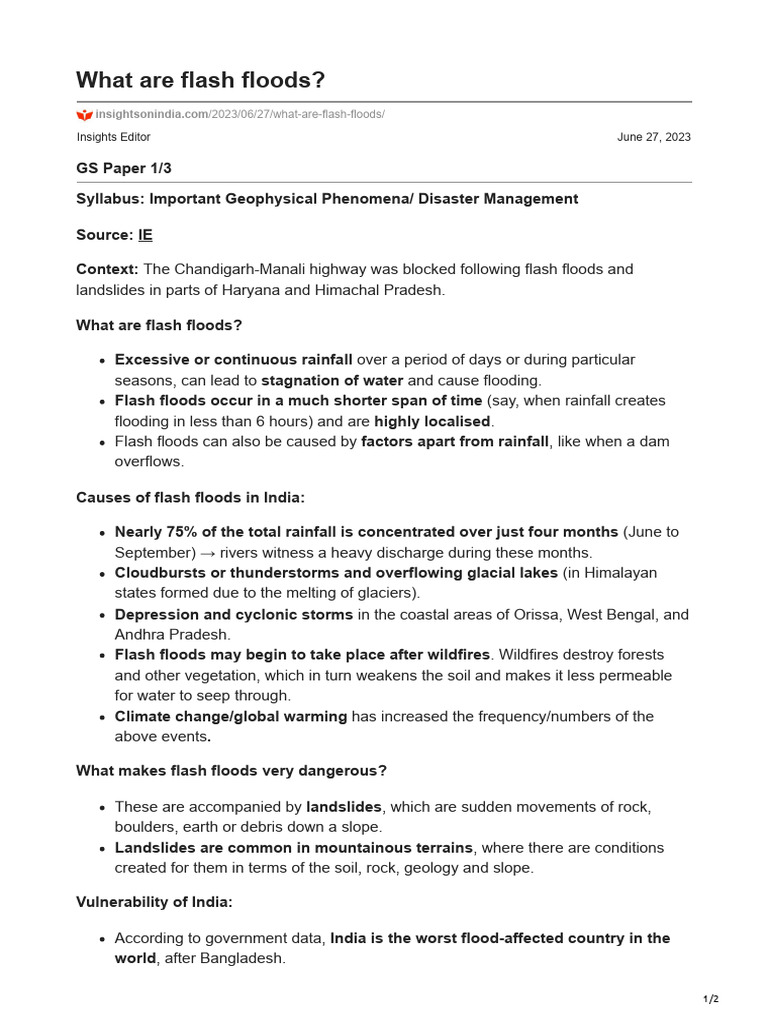 Understanding Flash Floods in India | PDF | Flood | Landslide
