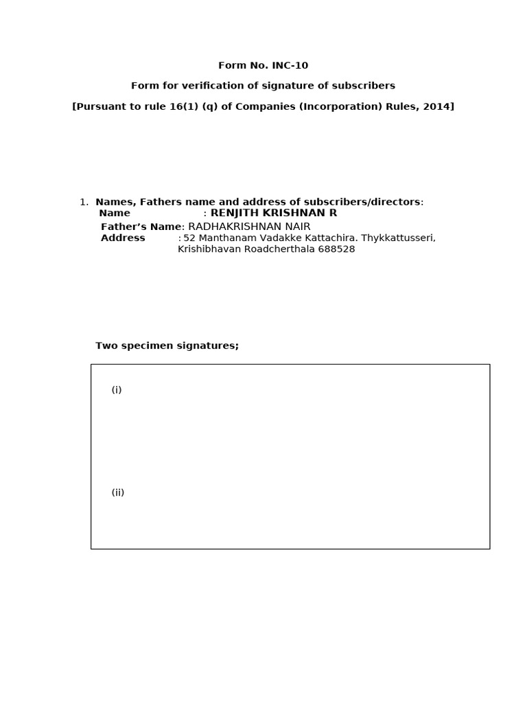 Form Inc10 | PDF