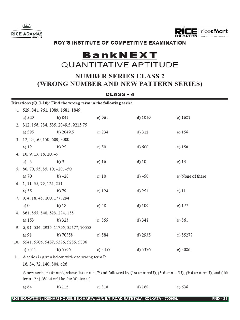 Bank NEXT Quantitative Aptitude Class - 4 (Q) (1) | PDF | Chess | Chess ...