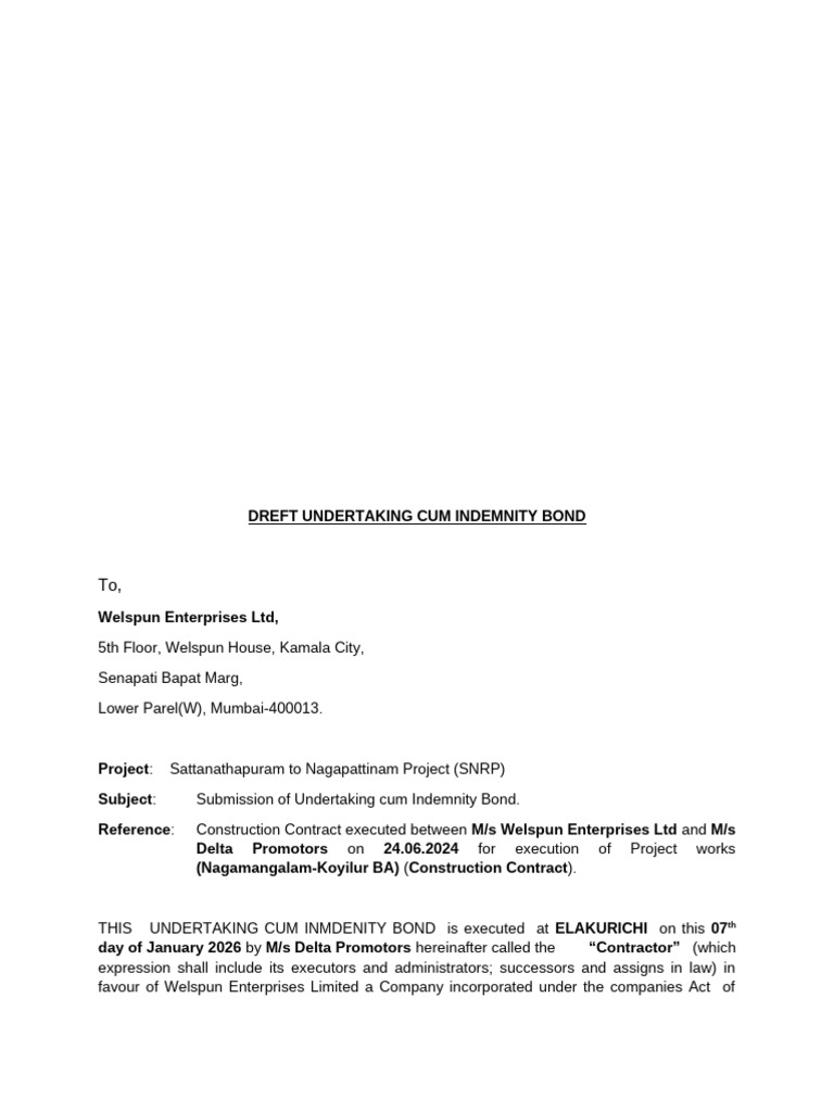 Royalty Undertaking Draft (Delta Promotors) (1) | PDF | Indemnity ...