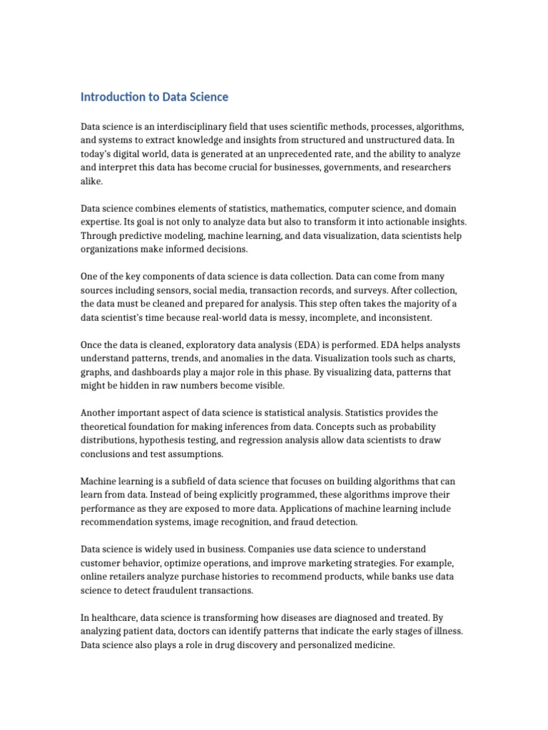 Data Science Document | PDF | Data Science | Data Analysis