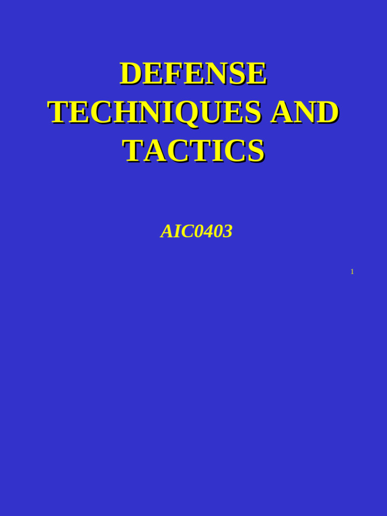 Defense Techniques and Tactics Guide | PDF | Platoon | Company ...