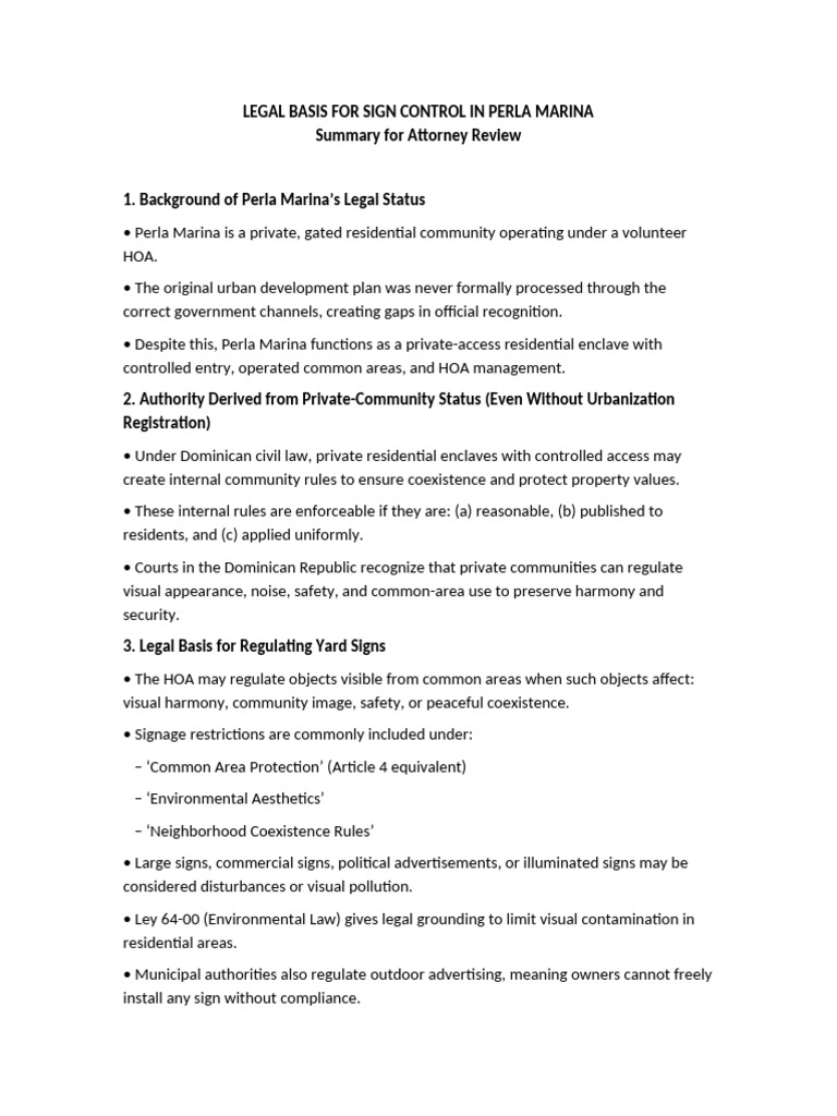 Sign Control Regulations in Perla Marina | PDF | Justice | Crime & Violence