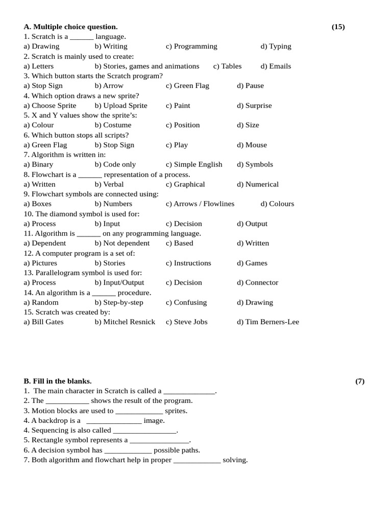4 Class Computer | PDF | Scratch (Programming Language) | Algorithms